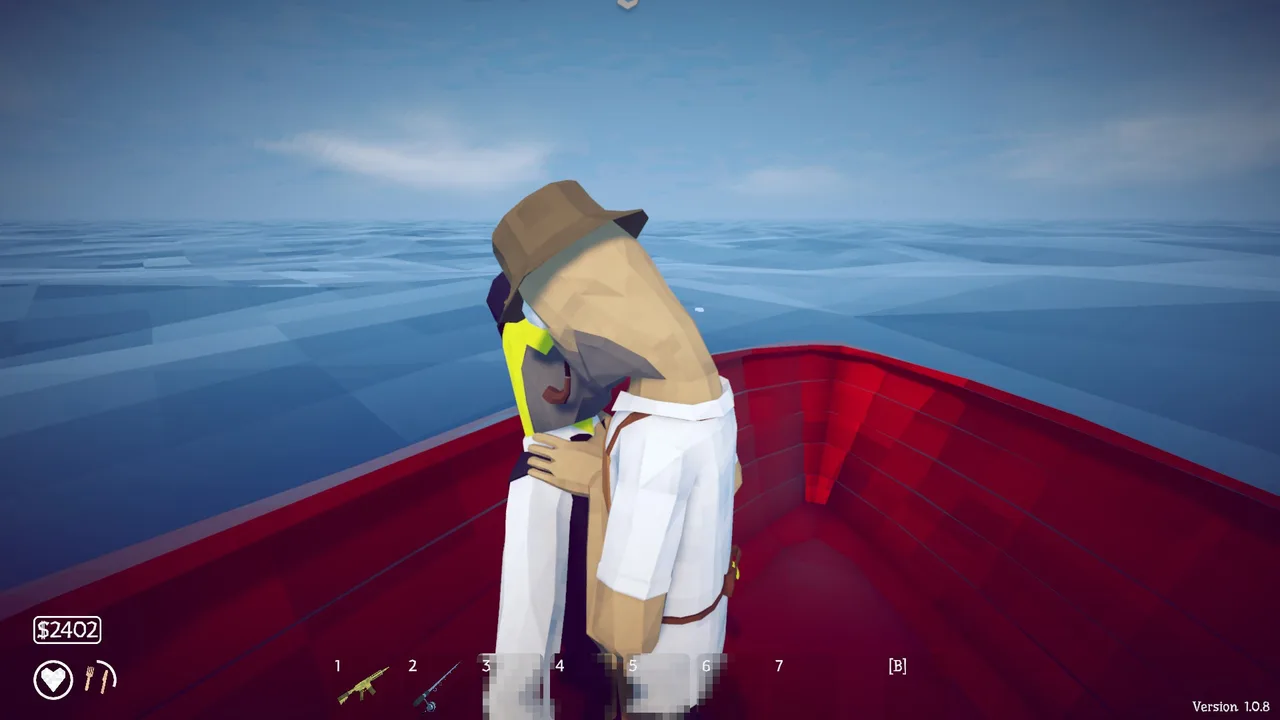 A full squad fishing together from the deck of a boat at sea