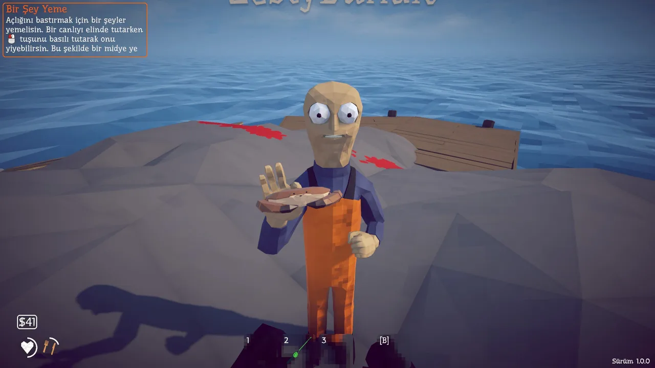 The lighthouse keeper takes the shell and hands over the boat keys
