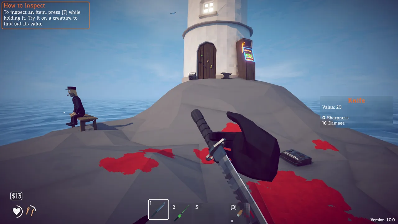 The spider crab fight ends on the rocks below the lighthouse